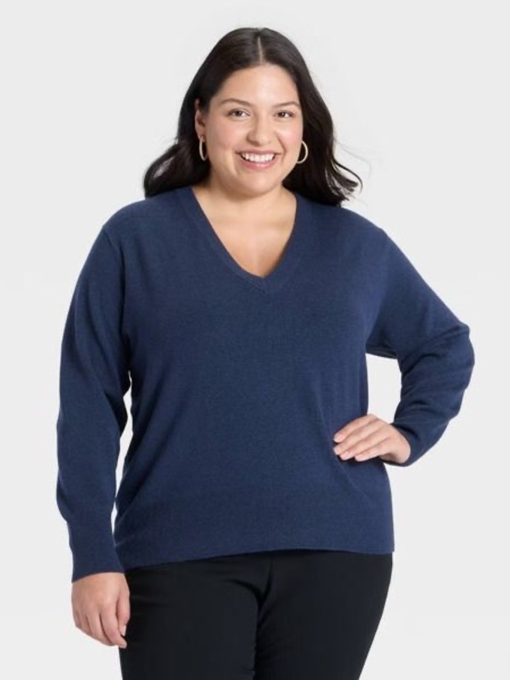 Women's Classic Navy Blue V-Neck Pullover size 3X
